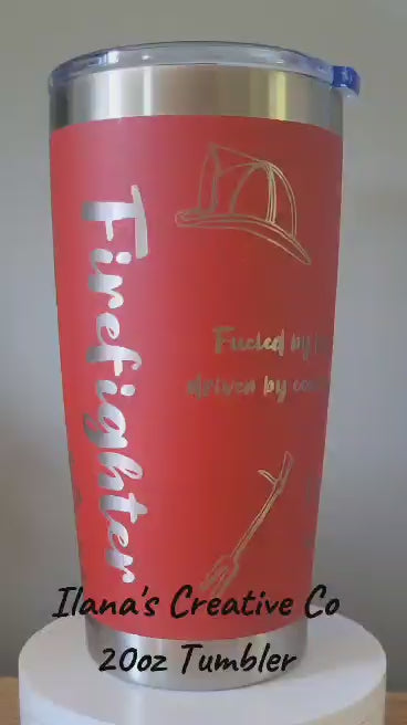 Firefighter 20 Oz Tumbler - Red Exterior with Silver Core-zoom-