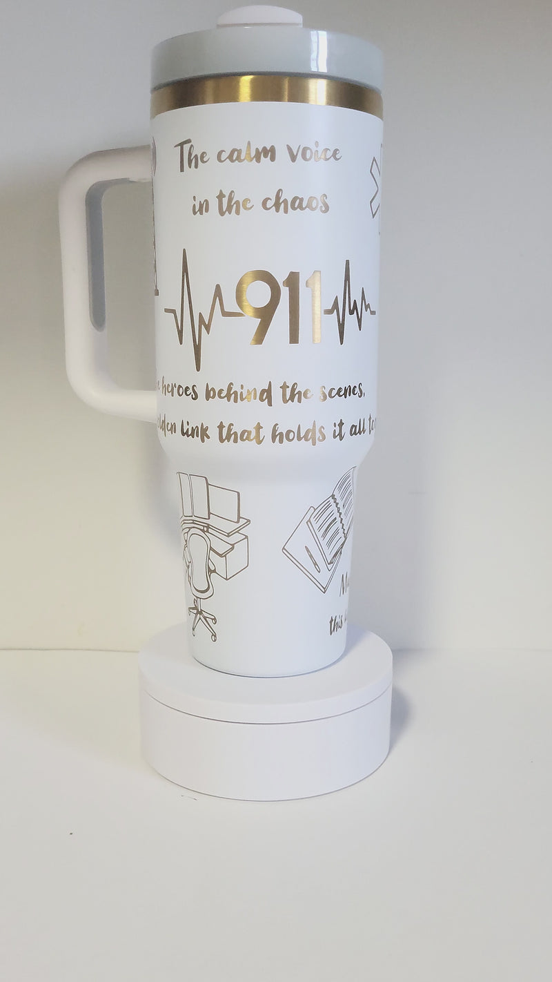 40 Oz Tumbler - White Exterior Gold Core *CUSTOMIZED-zoom-