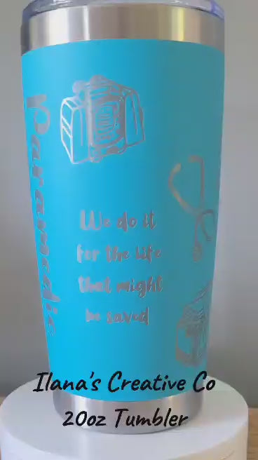 Paramedic 20 Oz Tumbler - Teal Exterior with Silver Core