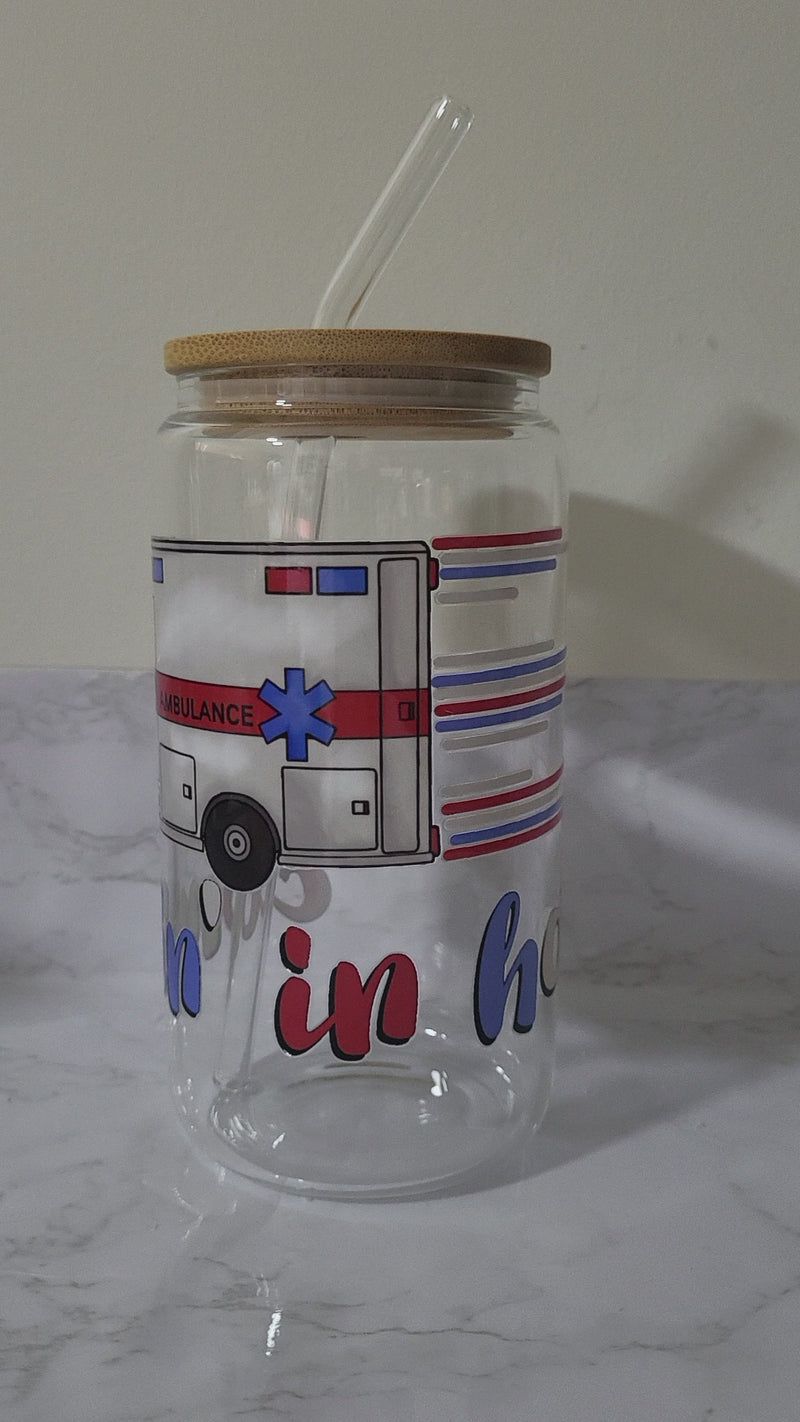 Comin' in hot (ambulance) -Glass Sipper Cup-zoom-