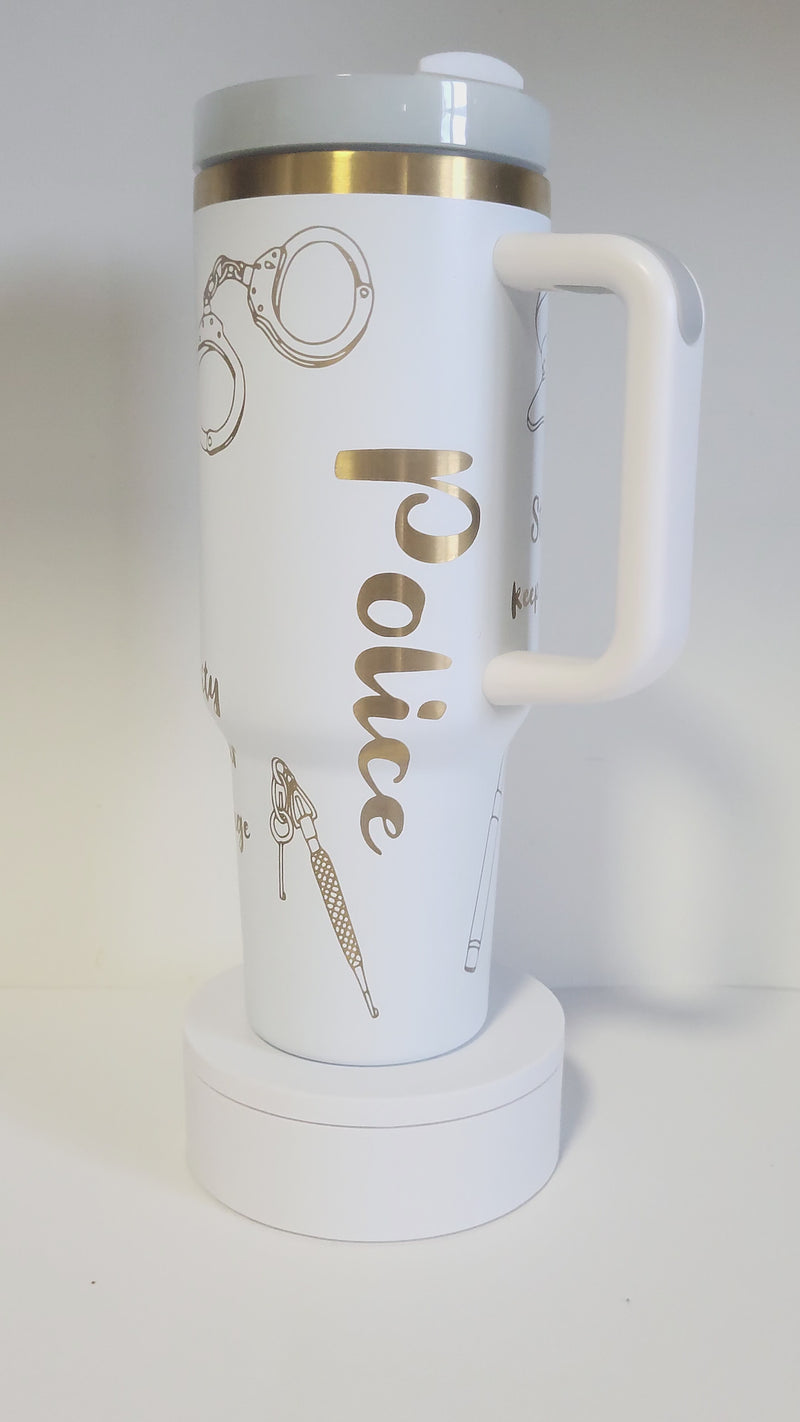 40 Oz Tumbler - White Exterior Gold Core *CUSTOMIZED-zoom-