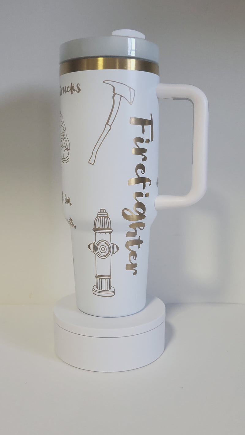 40 Oz Tumbler - White Exterior Gold Core *CUSTOMIZED-zoom-