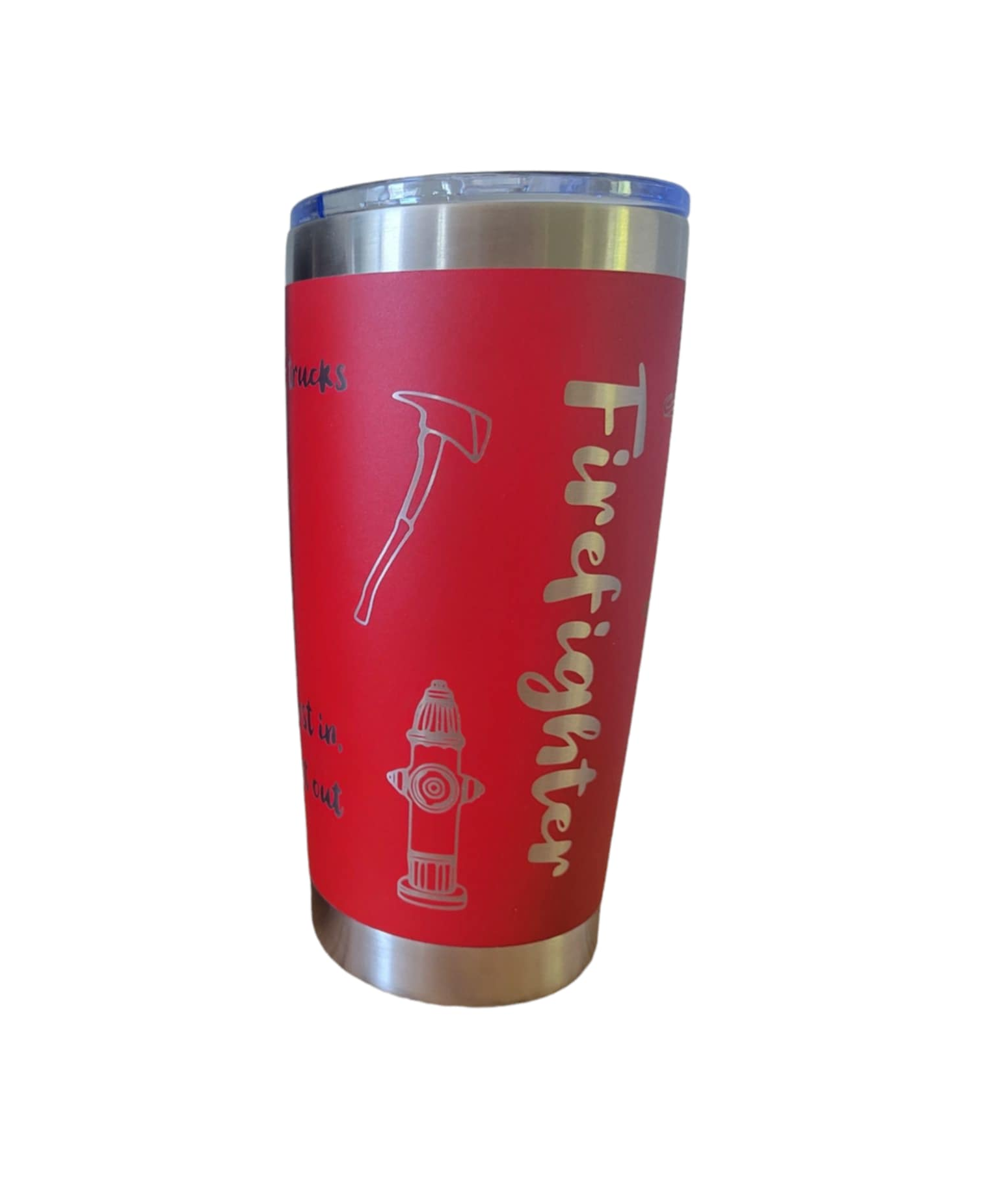 Firefighter 20 Oz Tumbler - Red Exterior with Silver Core-zoom-1