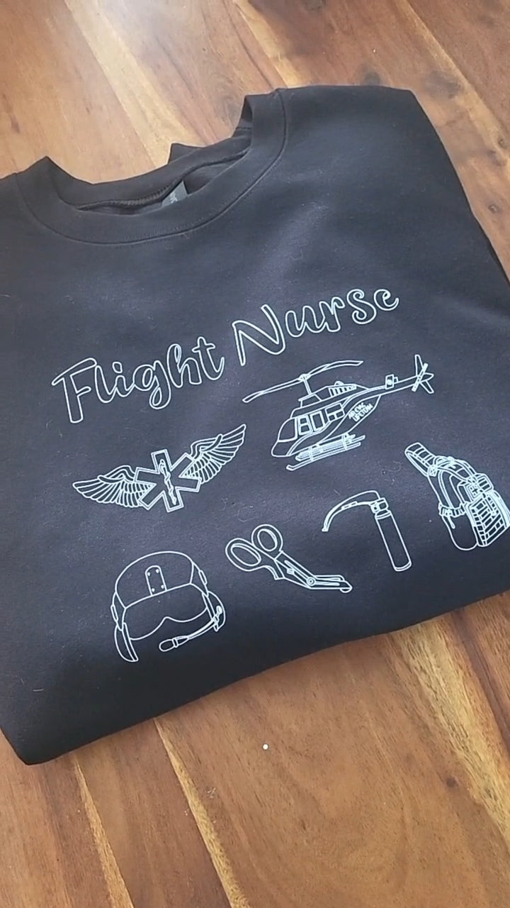 Flight Nurse Line Art | Crewneck |  Black-zoom-4