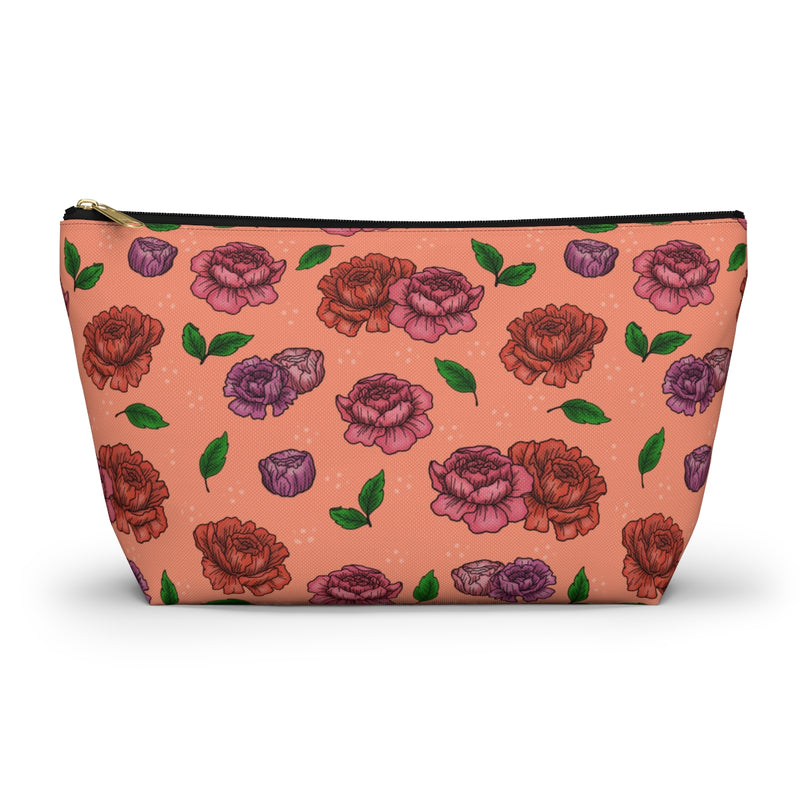 Peonies Blossom Accessory Pouch - Large *Pre-Order-zoom-
