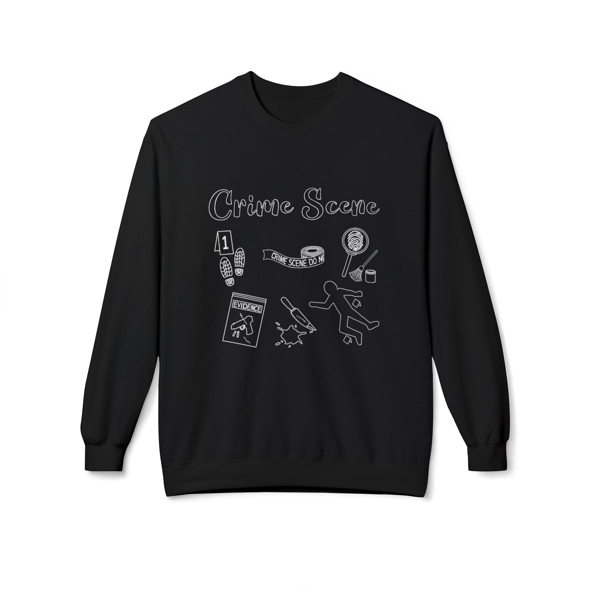 Crime Scene Line Art | Crewneck |  Black-zoom-1