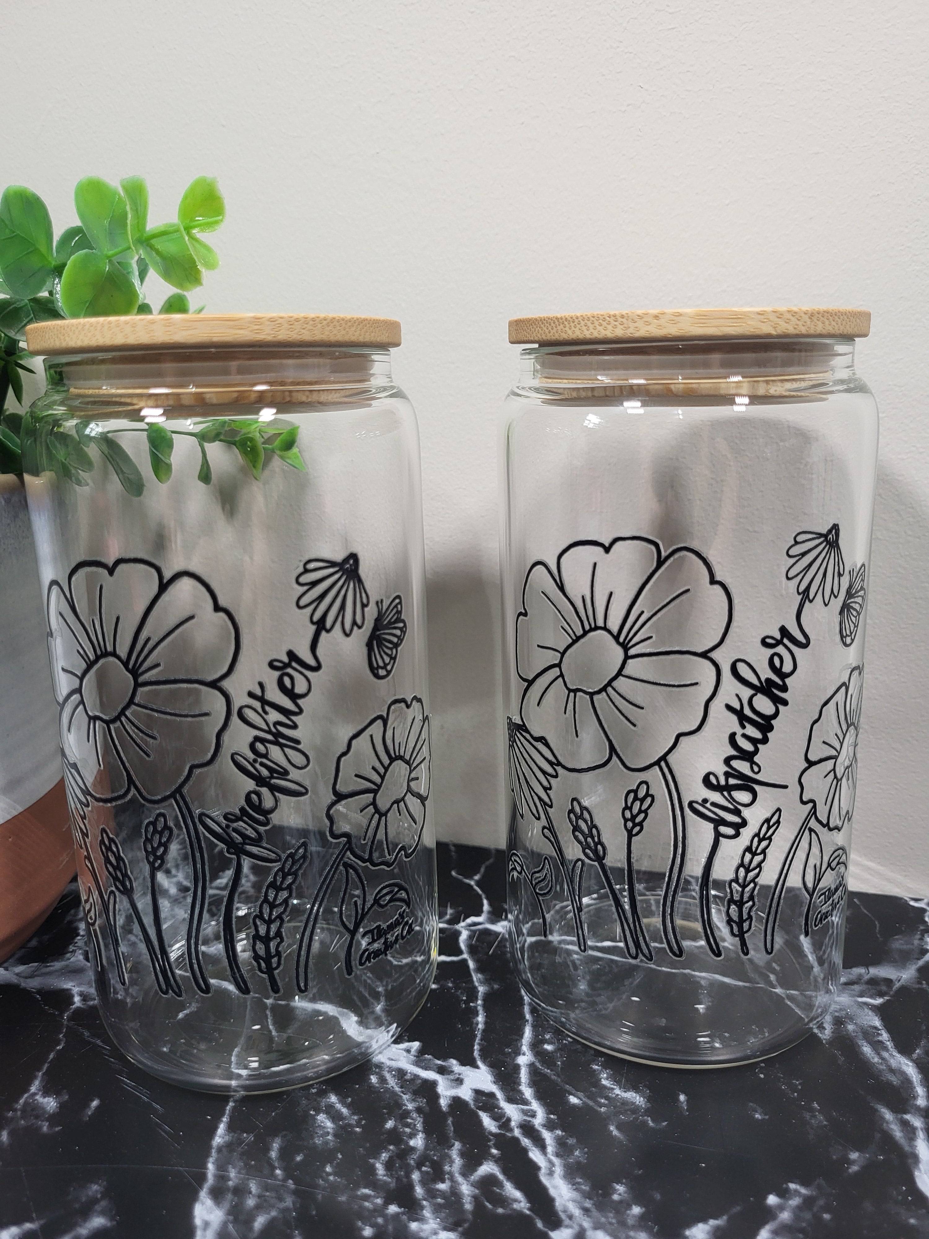 First Responder Wildflower -Glass Sipper Cup *Pre-Order