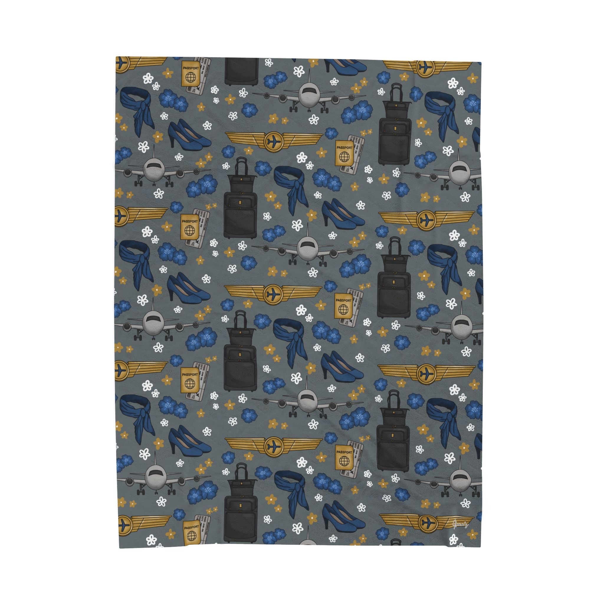 Flight Attendant Velveteen Plush Blanket  *PRE-ORDER
