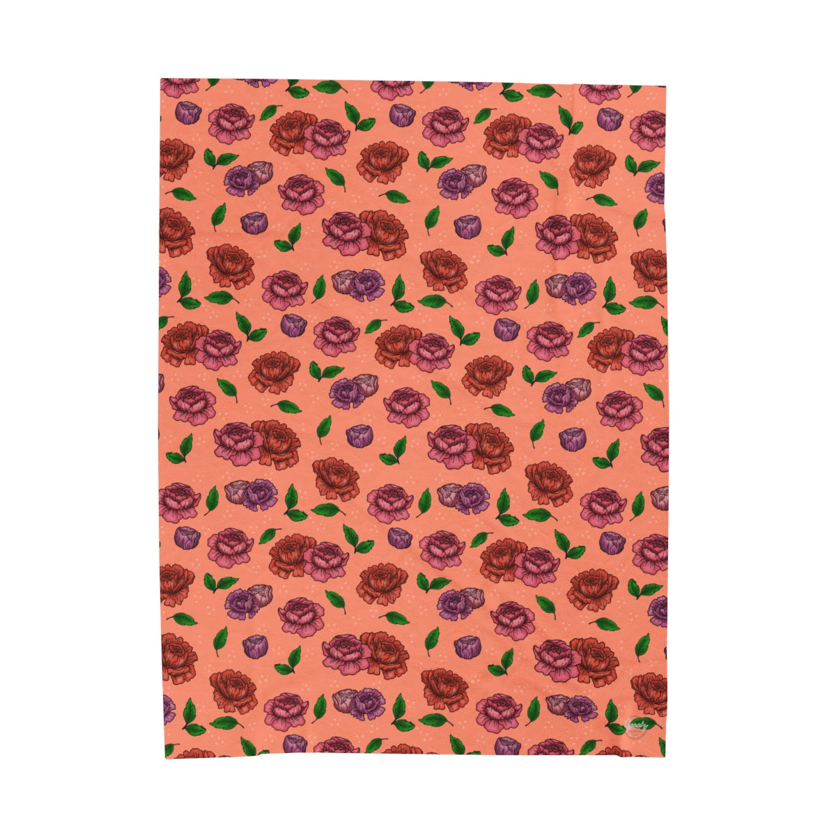Peonies Blossom Velveteen Plush Blanket *Pre-Order-zoom-1