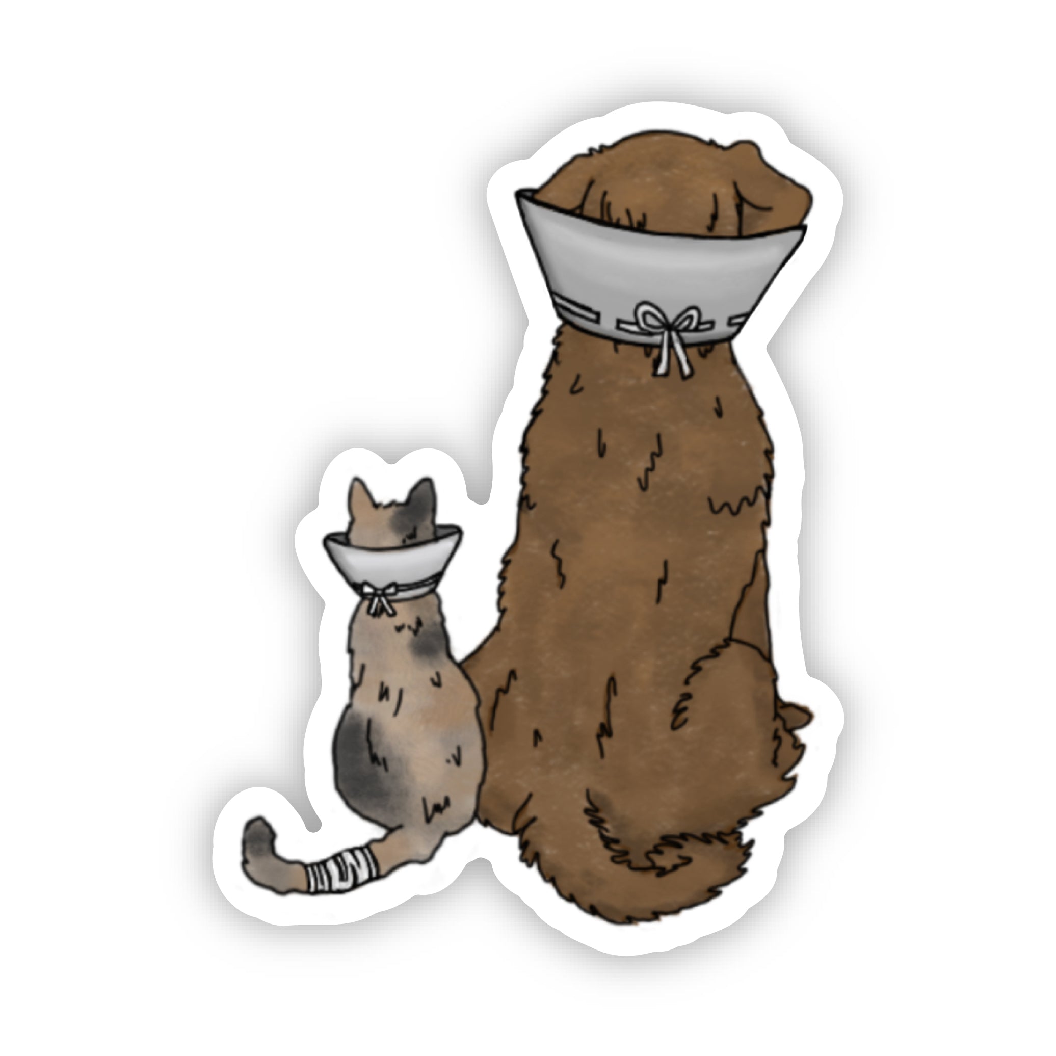 Sticker | Cat and Dog with Cones-zoom-1
