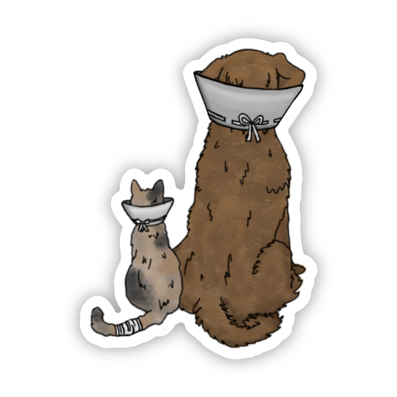 Sticker | Cat and Dog with Cones-zoom-