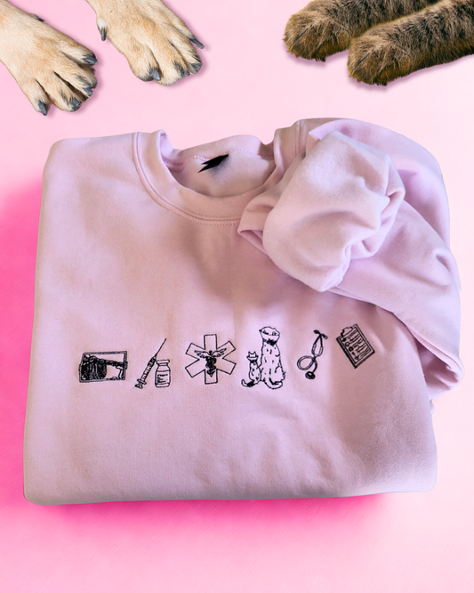 Embroidered Crewneck - Line Art | Emergency Vet