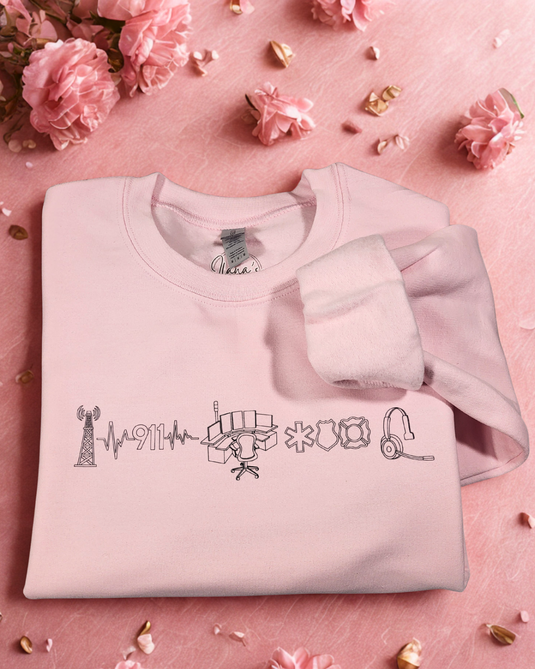 Embroidered Crewneck - Line Art | 911 Dispatcher